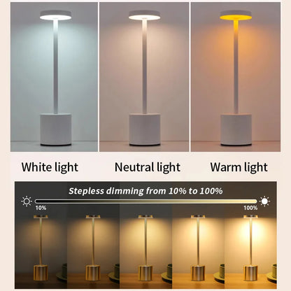 Lampe de table LED à capteur tactile simple – Rechargeable et élégante