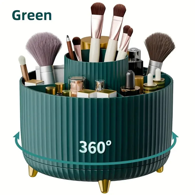 Support de pinceaux de maquillage rotatif à 360° à 5 emplacements et organiseur de bureau