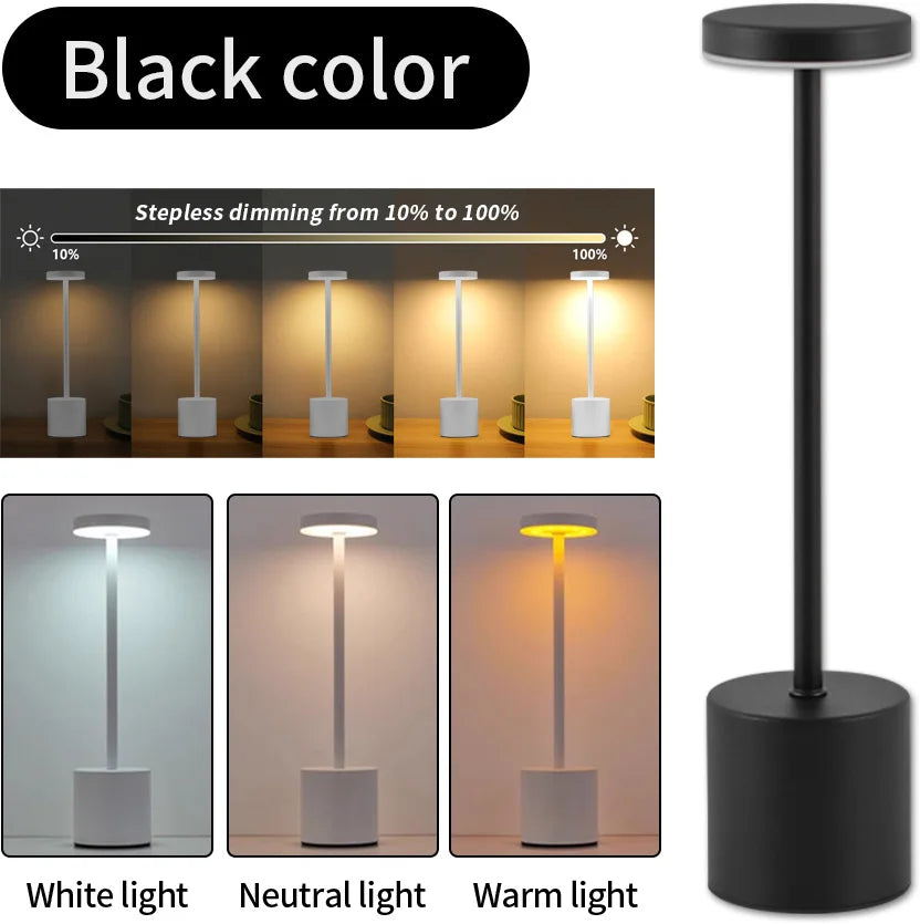 Lampe de table LED à capteur tactile simple – Rechargeable et élégante