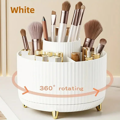 Support de pinceaux de maquillage rotatif à 360° à 5 emplacements et organiseur de bureau
