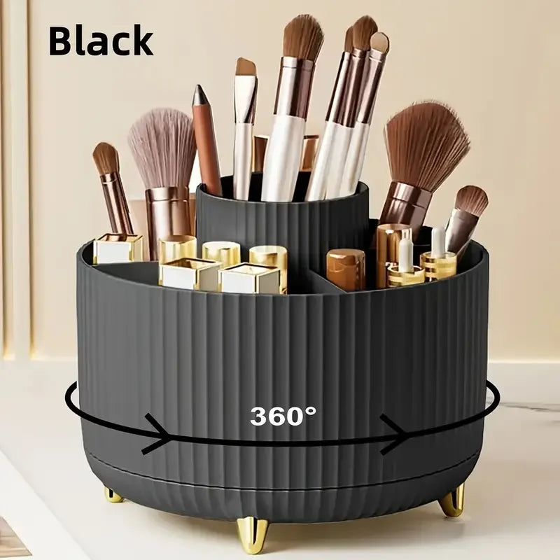 Support de pinceaux de maquillage rotatif à 360° à 5 emplacements et organiseur de bureau