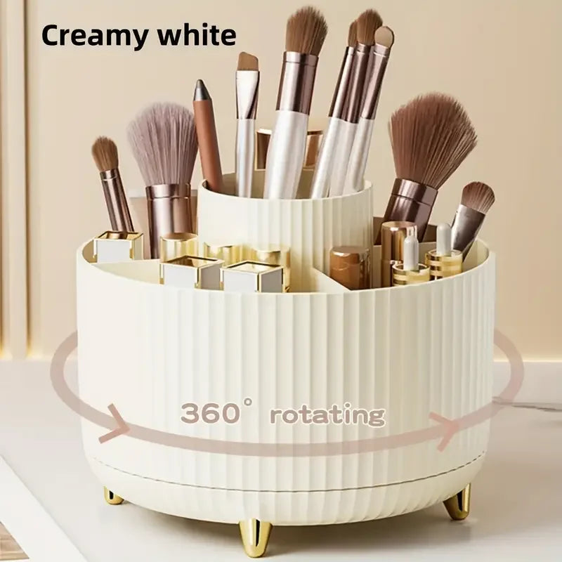 Support de pinceaux de maquillage rotatif à 360° à 5 emplacements et organiseur de bureau