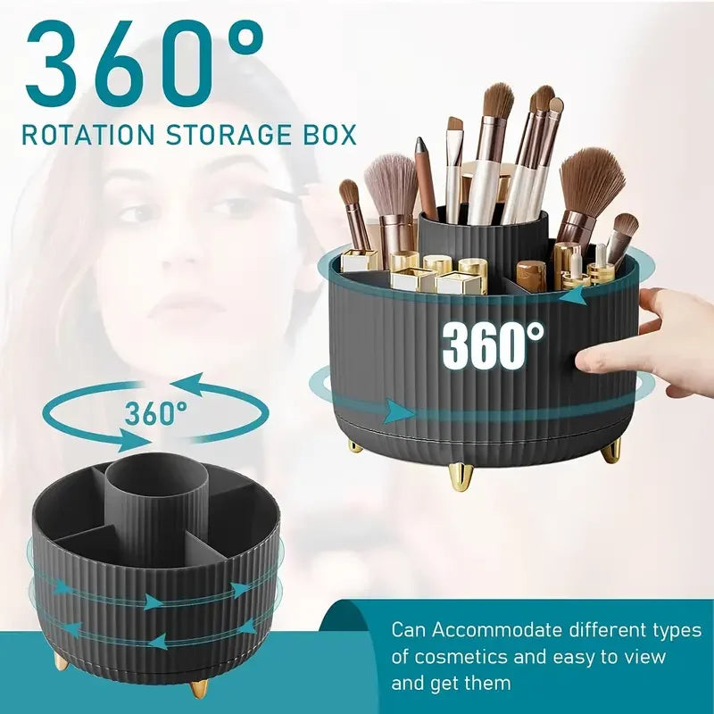 Support de pinceaux de maquillage rotatif à 360° à 5 emplacements et organiseur de bureau