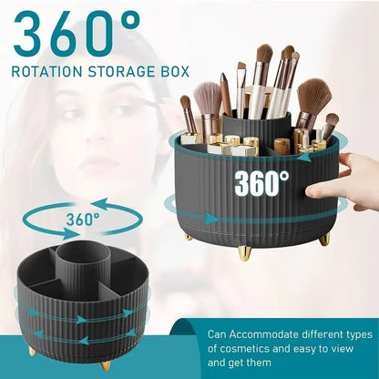 Support de pinceaux de maquillage rotatif à 360° à 5 emplacements et organiseur de bureau