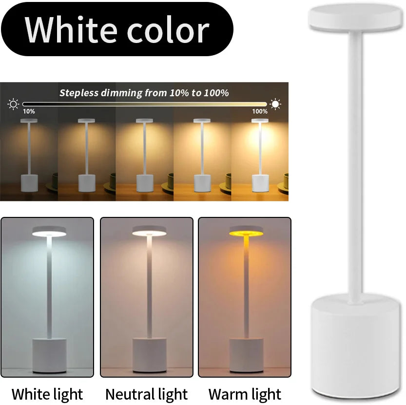 Lampe de table LED à capteur tactile simple – Rechargeable et élégante