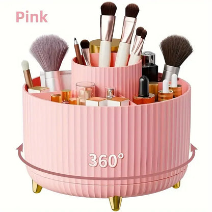 Support de pinceaux de maquillage rotatif à 360° à 5 emplacements et organiseur de bureau