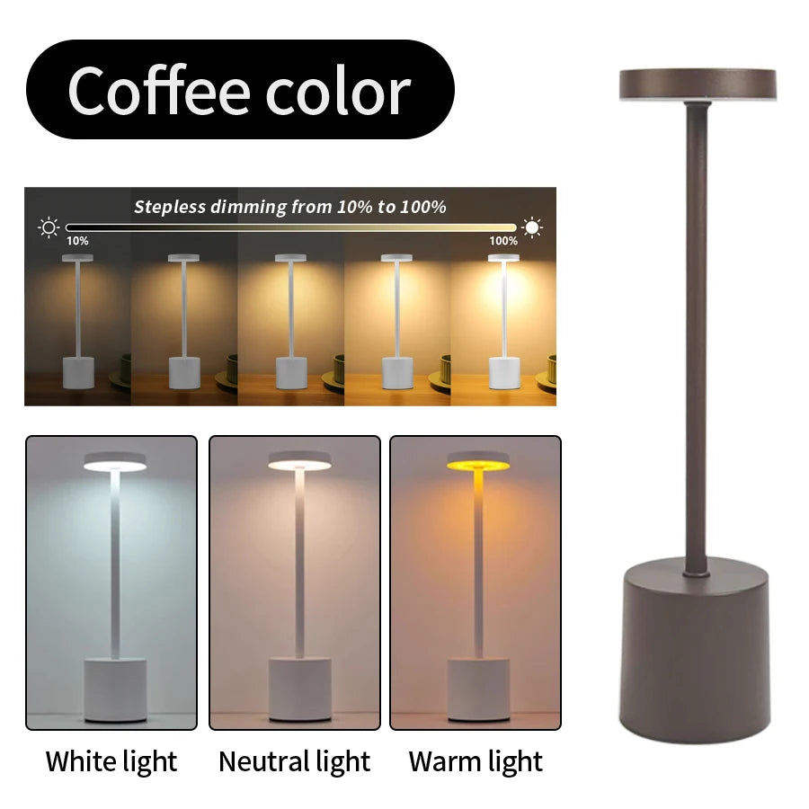 Lampe de table LED à capteur tactile simple – Rechargeable et élégante