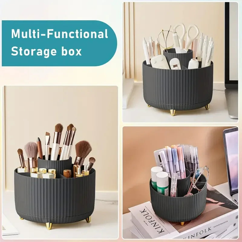 Support de pinceaux de maquillage rotatif à 360° à 5 emplacements et organiseur de bureau
