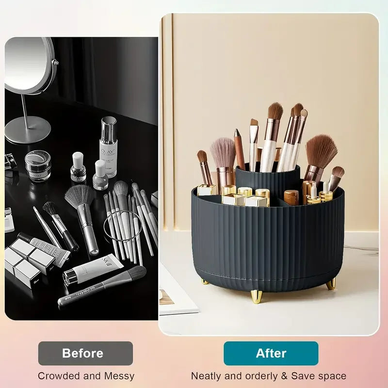 Support de pinceaux de maquillage rotatif à 360° à 5 emplacements et organiseur de bureau