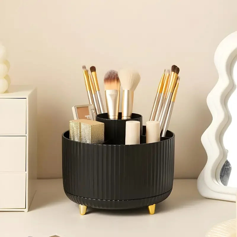Support de pinceaux de maquillage rotatif à 360° à 5 emplacements et organiseur de bureau